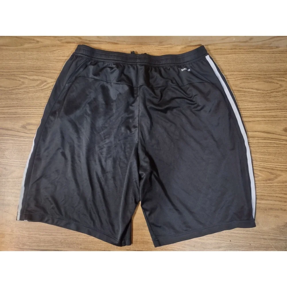 Adidas Mens Primeblue Aeroready 3-Stripe Athletic Shorts Black 2XLT Zip Pockets